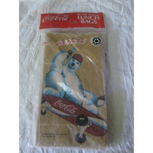 Sealed Vintage Coca-Cola Collectible 20 Paper Lunch Bags Polar Bear‎ Skateboard